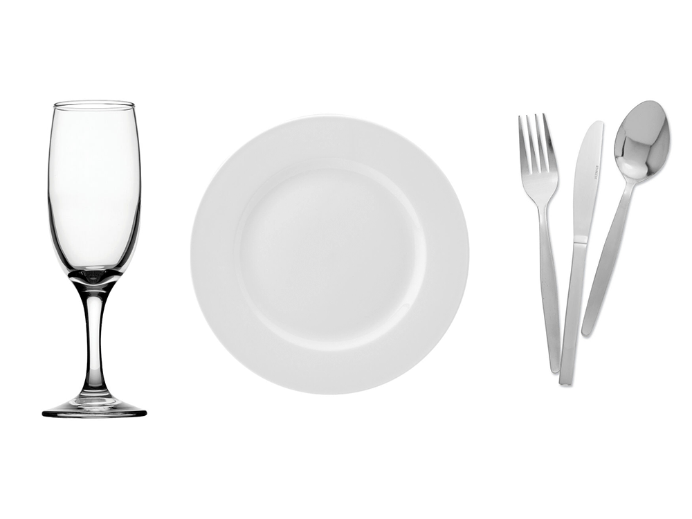 glass, plate and cutlery