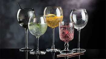 Selection of cocktail and wine glasses